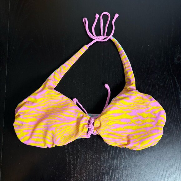 VICTORIAS SECRET Womens L Reversible Halter Bikini Swimsuit Top Animal Print NEW - Picture 4 of 5